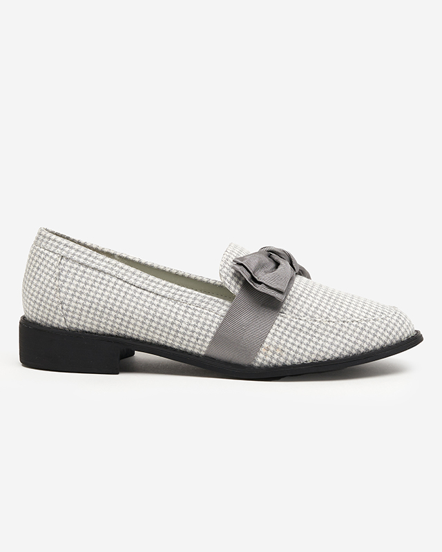 OUTLET Gray and white women's Lukisto houndstooth loafers - Shoes
