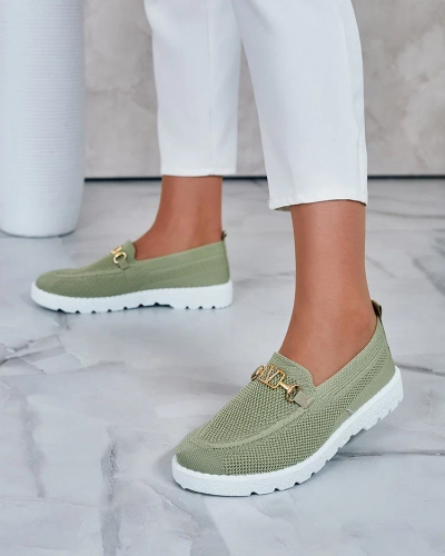 Royalfashion Женские тканевые мокасины с золотым украшением Erticae