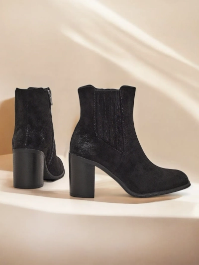 Royalfashion Eko-zamšādas sieviešu zābaki uz bloka papēža Cesios