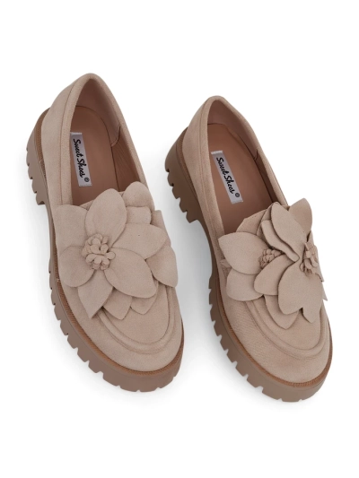 Женские мокасины Royalfashion из экозамши с цветком Floverse