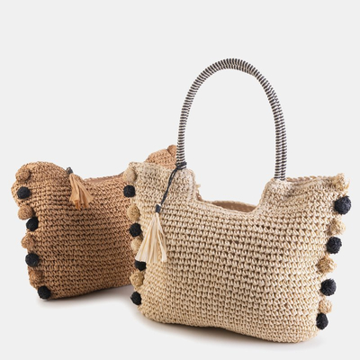 Braided straw bag brown - Accessories