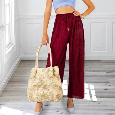 Loose burgundy knitted palazzo trousers - Clothing