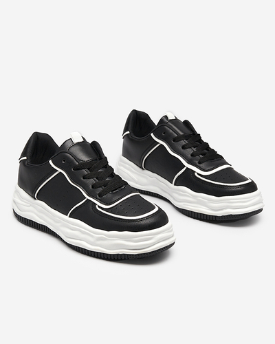 Black women's sneakers with glossy inserts Pinero - Footwear