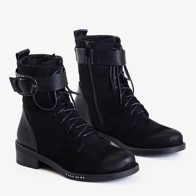 Black women's boots with a Roubaix buckle - Footwear