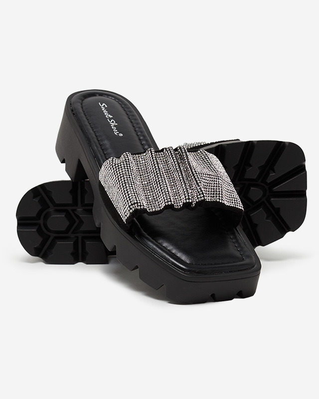 Black women's flip-flops with zircons Emkoy - Footwear