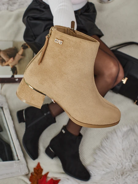 Women's Eco Suede Ankle Boots with Block Heel Arshinea