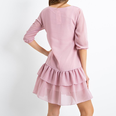 Pink women's dress with ruffles - Clothing