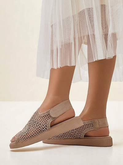 Royalfashion sieviešu Levay mežģīņotās sandales ar auduma augšdaļu