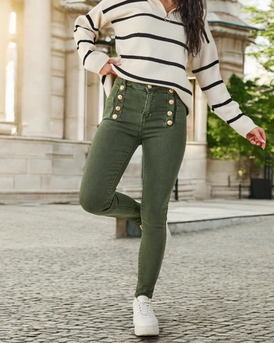 Женские skinny-джинсы Royalfashion с декоративными пуговицами