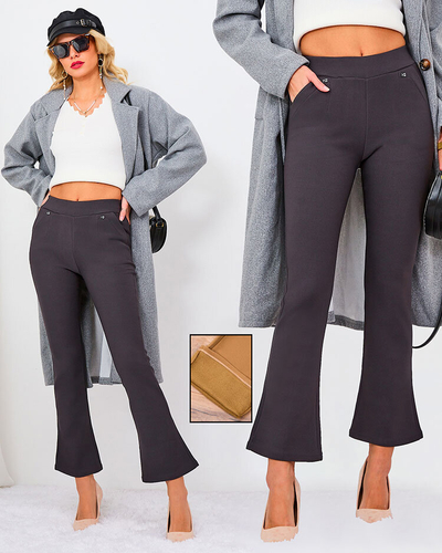 Royalfashion Черные женские леггинсы из экокожи a'la bells