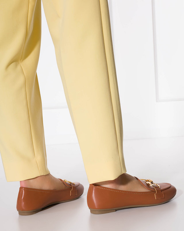 OUTLET Коричневые женские мокасины с декором Pyolens - Обувь