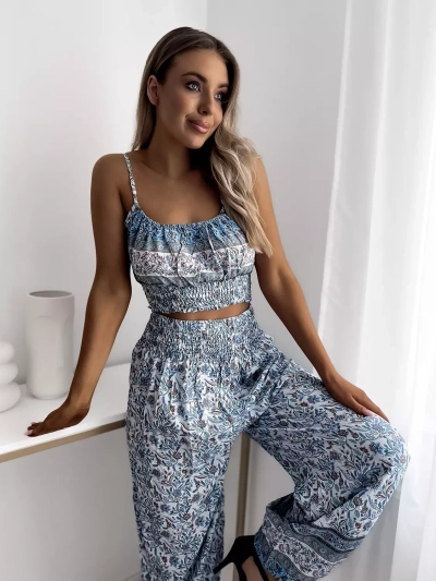 Blue women's set with print- Clothing