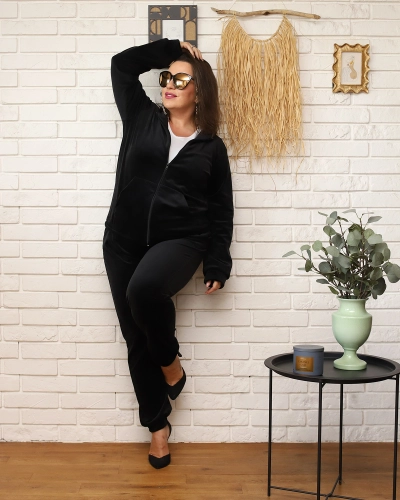 Royalfashion Melns sieviešu treniņtērpa komplekts PLUS SIZE