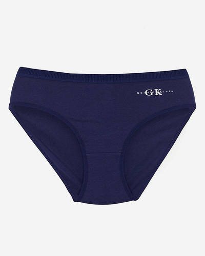 Navy blue cotton women's briefs with the inscription - Underwear