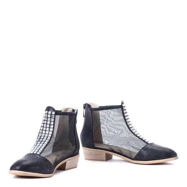 Czarne botki z siatki - Obuwie