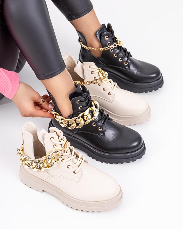 Black women's boots with cut-outs Neriso - Footwear