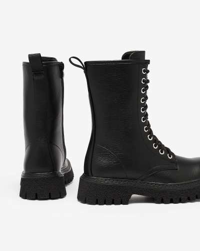 Black women's boots with gold chain Azerik - Footwear