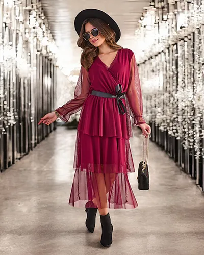 Royalfashion Sieviešu garu kleitu ar volāniem