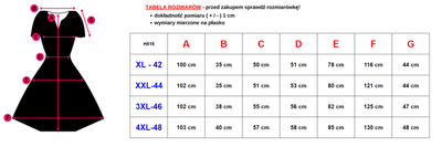 Orange women's flared dress with frill PLUS SIZE - Clothing