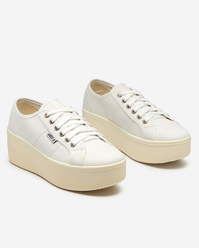 OUTLET Baltas un ekru sporta kedas uz Darru-Footwear platformas