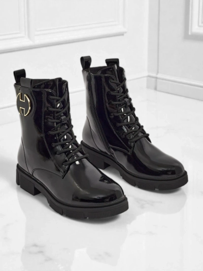 Kalen patent lace-up women's ankle boots