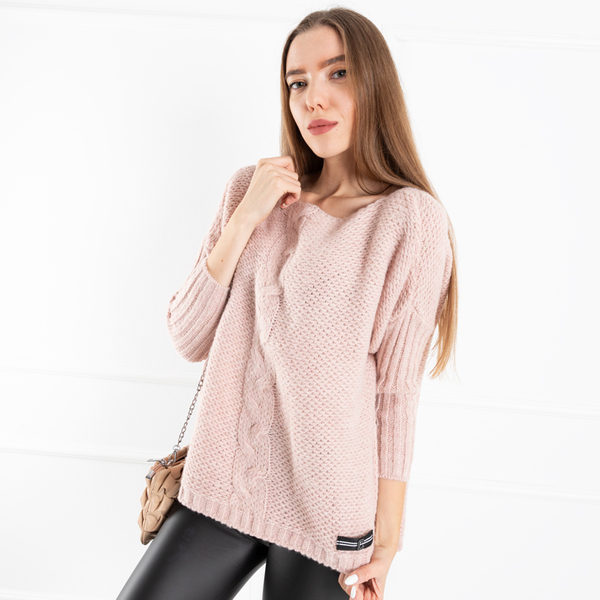 Light pink women's oversize sweater - Clothing