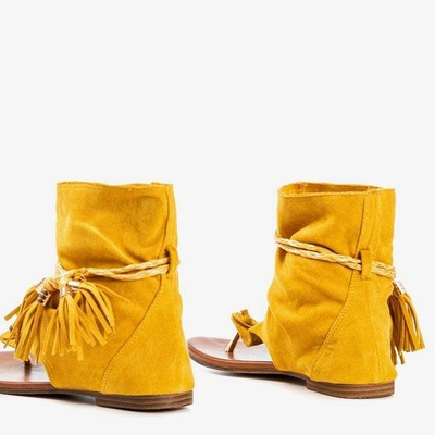 Mustard flip-flop sandals with Semara upper - Footwear 1
