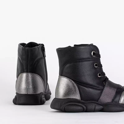 OUTLET Black children's boots with silver inserts Kaliaso - Footwear