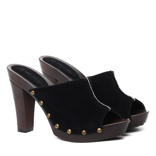 Czarne klapki drewniaki Ardauli - Obuwie