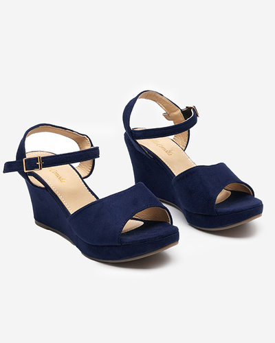 Tumši zilas sieviešu ķīļveida sandales Nalem - Footwear
