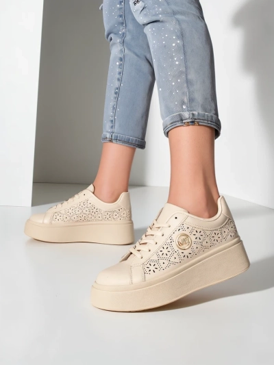 Aurelia Beige Platform Sneakers Royalfashion Eco Leather