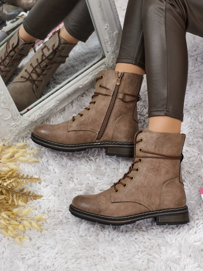 Eko skórzane sznurowane botki damskie Ravonna