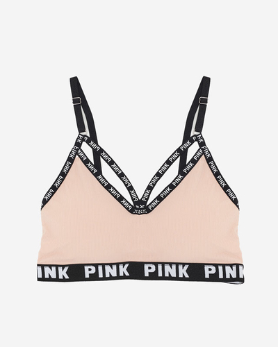 Women's pink sports bra with inscriptions - Underwear