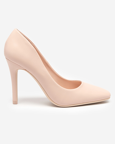 Beige women's pumps with a square toe Vaseka - Footwear