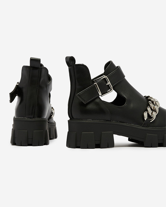 Black women's boots with a cut-out and embellishment Meveril - Footwear