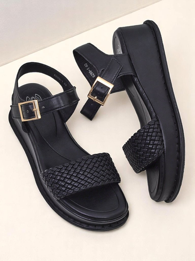 Royalfashion Sieviešu sandales ar platformu un pītu siksniņu Fiolle