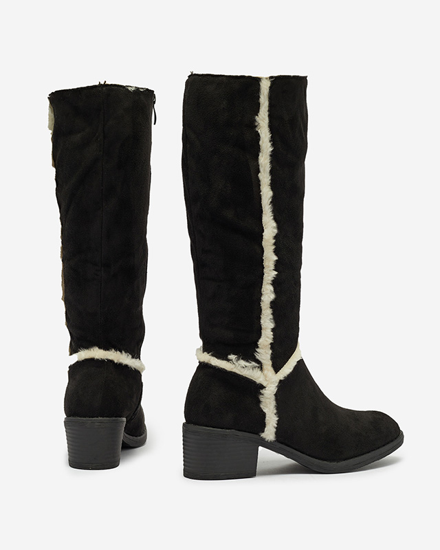 Black women's boots with fur Zerriva- Footwear