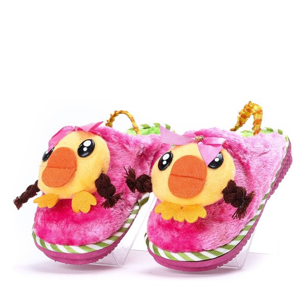 Pink and green Pochi children's slippers - Footwear