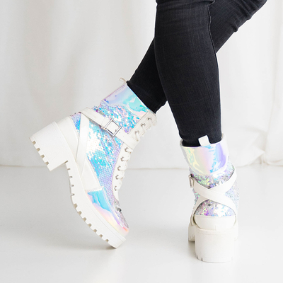 White women's boots with sequins from Impresa - Footwear