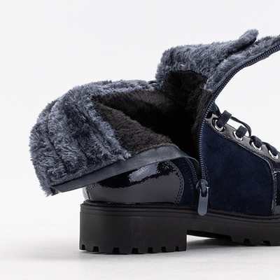 Women's navy blue partially varnished boots Ginoko - Shoes