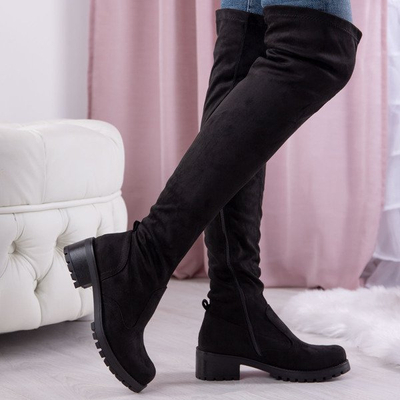 Black Tyffaea thigh high boots over knee boots - Footwear 1