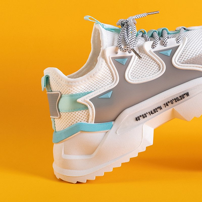 White men's sneakers with mint elements Gain - Footwear