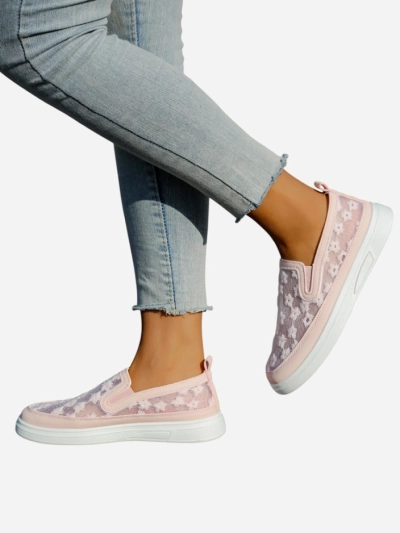 Royalfashion Women's mesh loafers with flowers Emzos