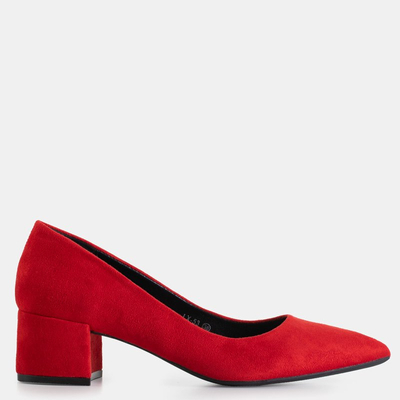 Red women's pumps with a low heel Lavender - Shoes