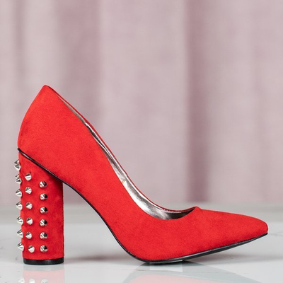 Red studded pumps on a higher post Madderse - Footwear