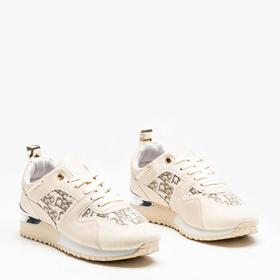 Beige women's sports shoes with a silver insert Klam - Shoes