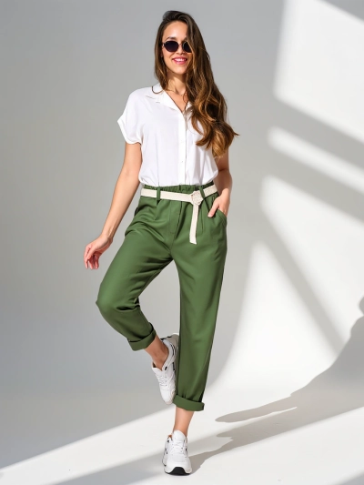 Royalfashion Simple women's trousers with a belt