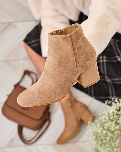 Royalfashion Light brown women's low stiletto boots Referra