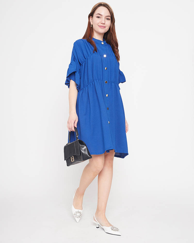 Women's navy blue knee-length dress - Clothing