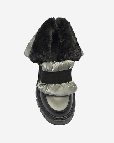 Женские сноубутсы на плоской подошве черно-серого цвета Ferory- Footwear